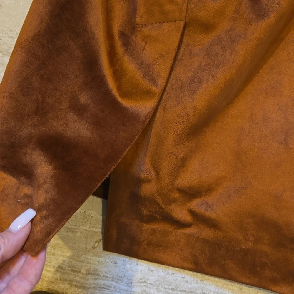 Talbot's Caramel Brown Faux Suede Stylish Pencil Skirt - Picture 6 of 7